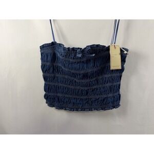 Lone Star Denim Tube Top Women L Blue Smocked Strapless Y2K Western Festival